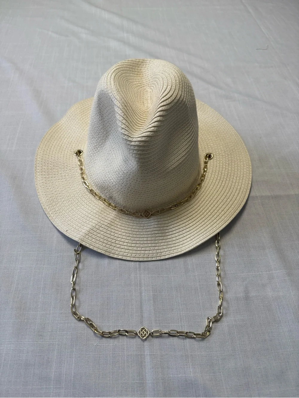 Kendra Scott Pasleigh Panama Gold Chain Chin Strap Hat